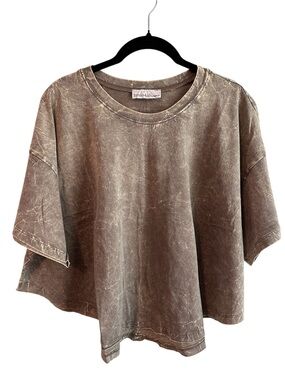 Zenana Outfitters Washed Mocha Cropped Tee